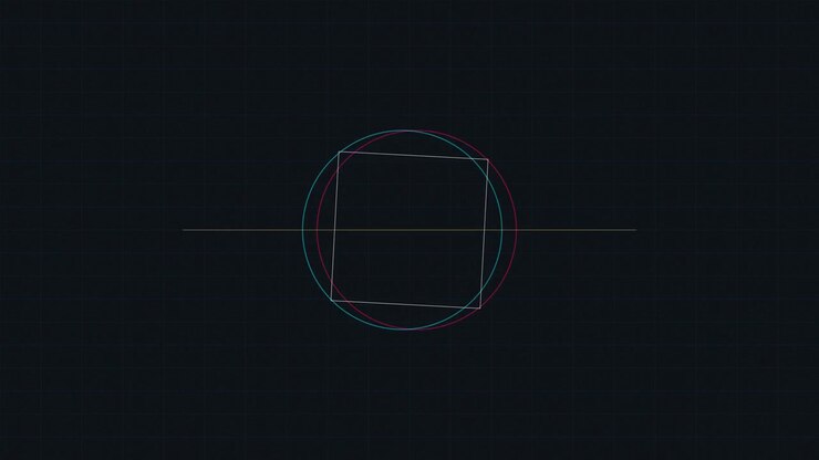 Animazione geometrica astratta di un quadrato rotante all'interno di un cerchio