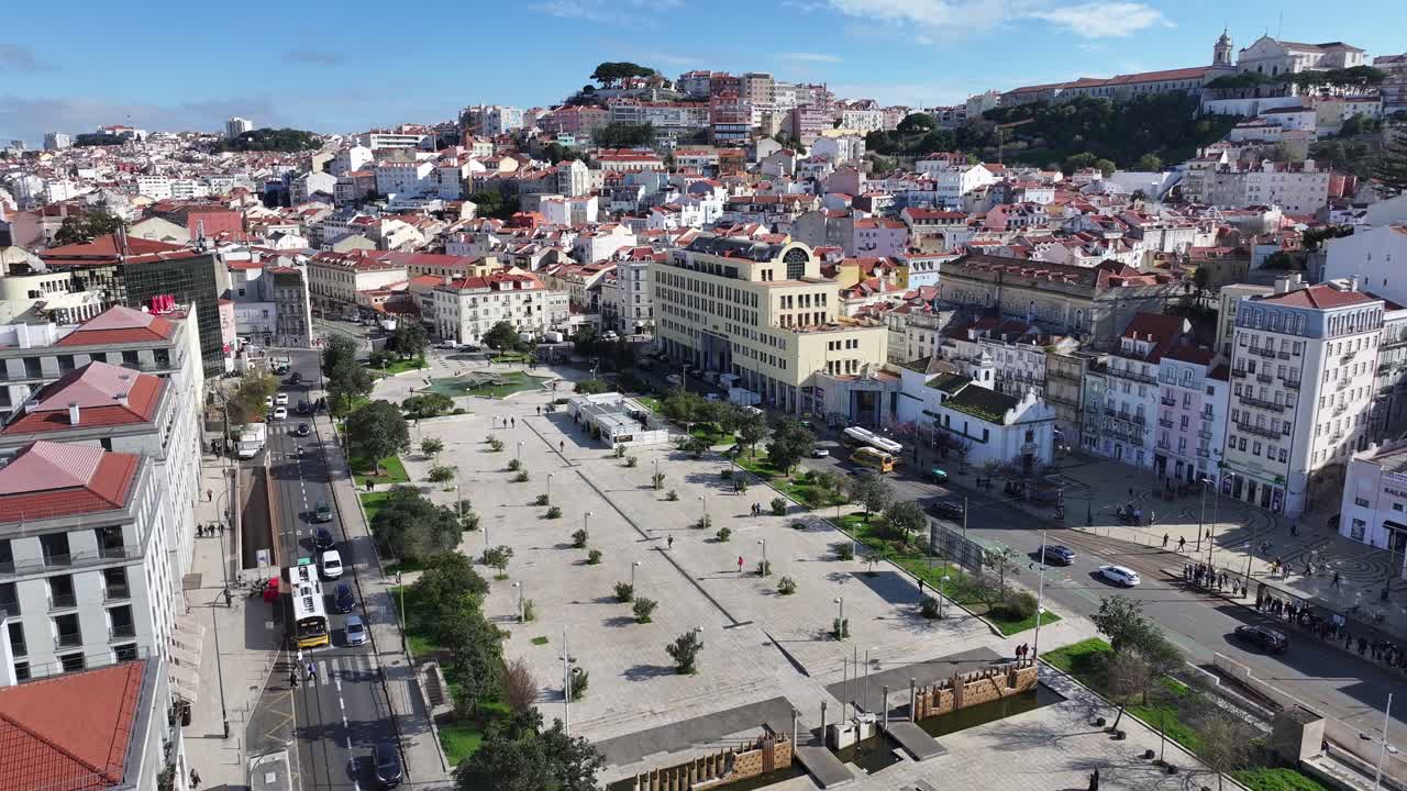 Lisbon Skyline At Lisbon In District Of Lisbon Portugal. Highrise Buildings Scenery. Beautiful Cityscape. Lisbon Skyline At Portugal. Historic City Landscape. Tourism Landmark