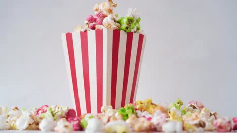 colorful popcorn in a striped box