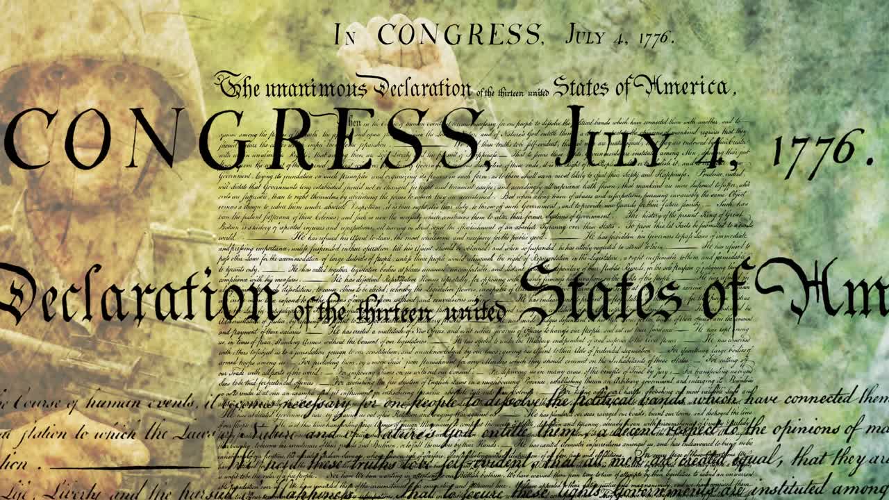 움직이는 텍스트와 함께 문서 위에 군인의 애니메이션