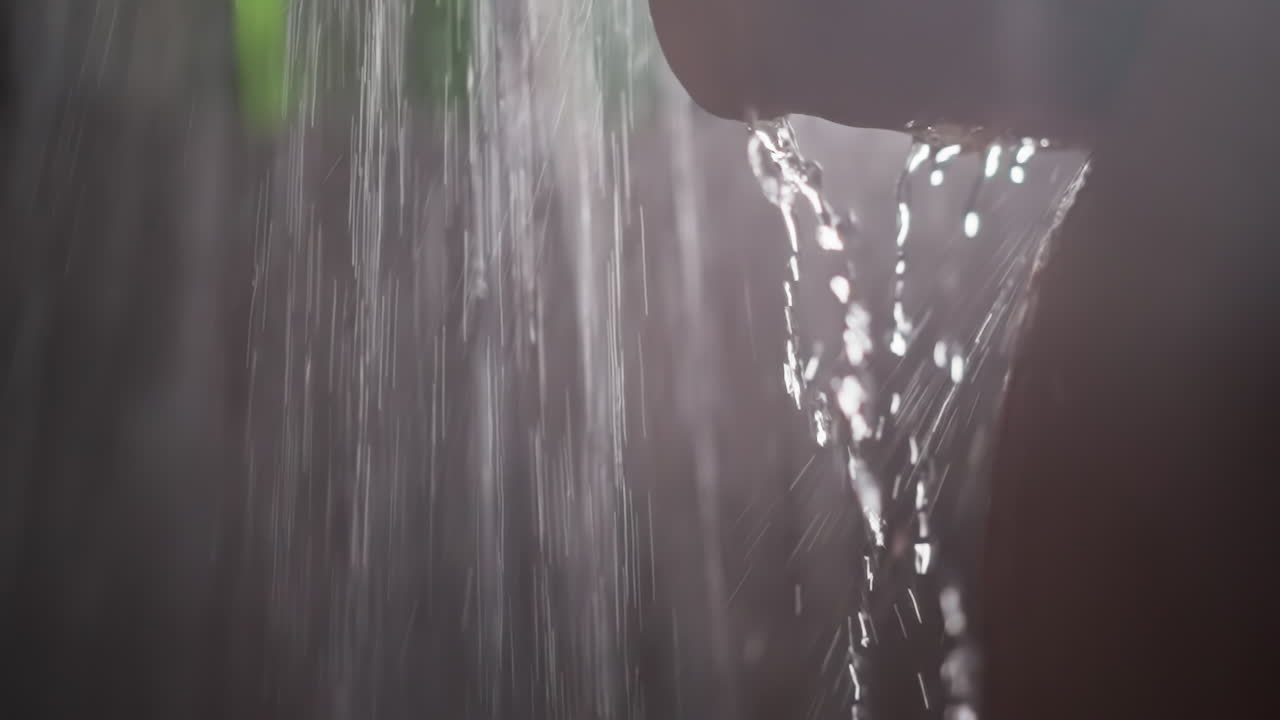 sprays de agua en el cuerpo de una mujer desnuda en el baño de primer plano. mujer seductora de pie bajo los chorros de ducha silueta en el baño. concepto de belleza