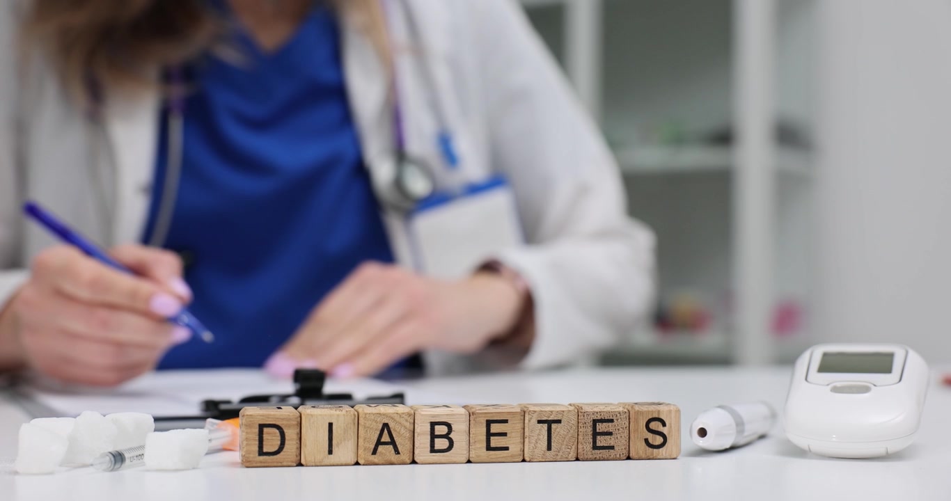 Diabetes of blocks with glucometer insulin in doctor office