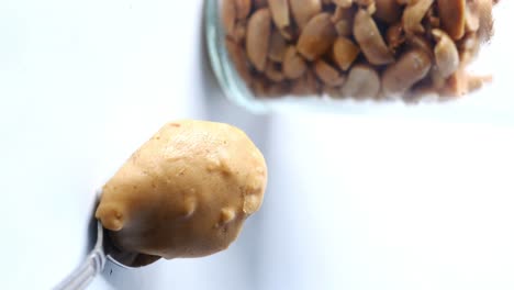 top view of peanut butter in a container