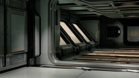 corredor de nave espacial realista y futurista de ciencia ficción