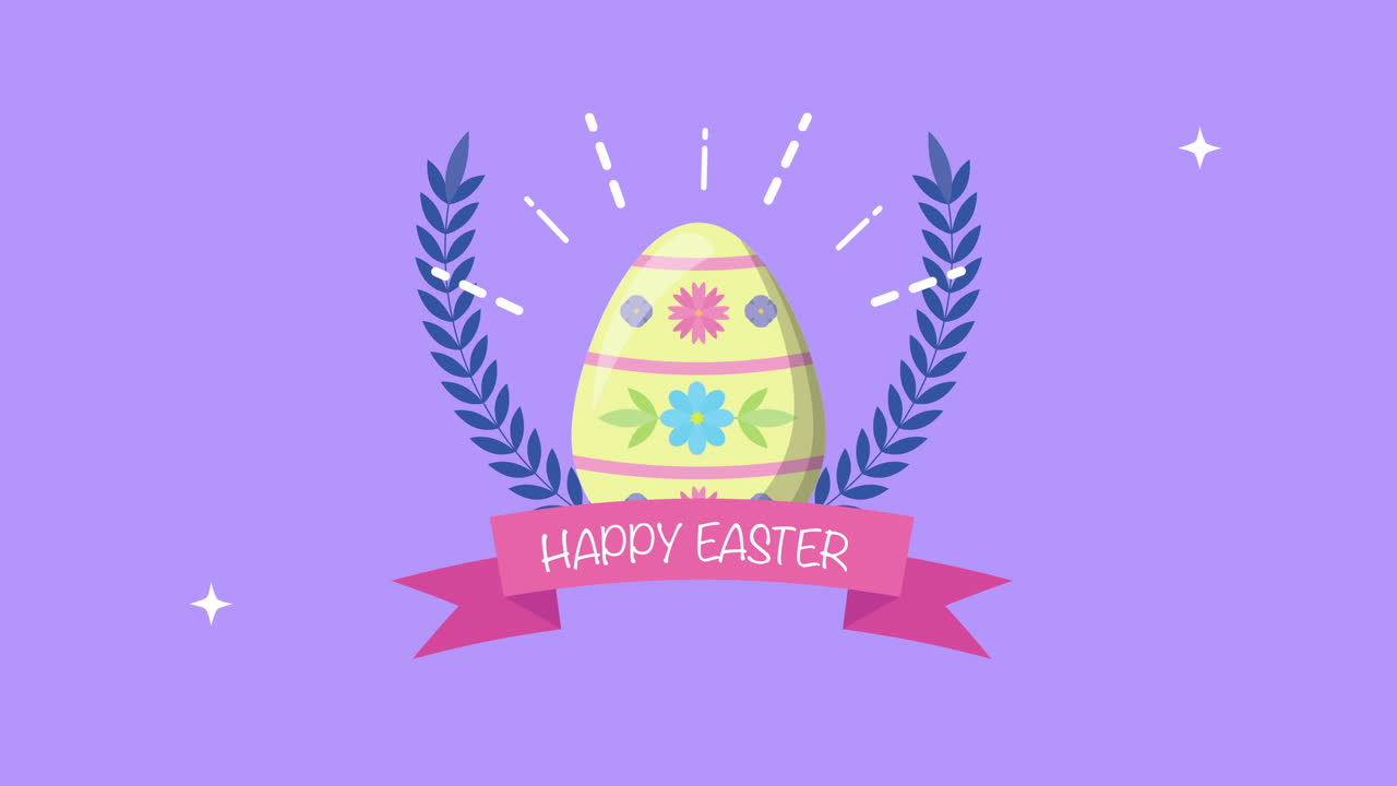 felicità pasqua carta animata con uova dipinte