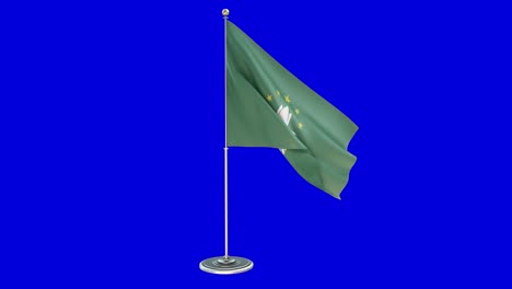 macau 3d illustration of the waving flag on a pole with chroma key