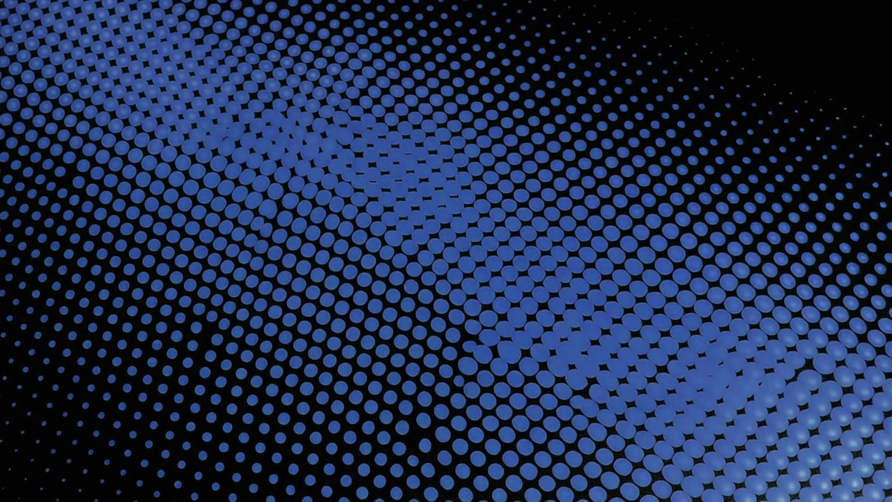 Abstract Blue Dot Pattern Moving Across Black Background