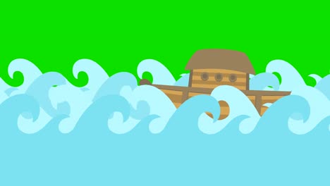 noahs ark sailing in the sea on a green screen