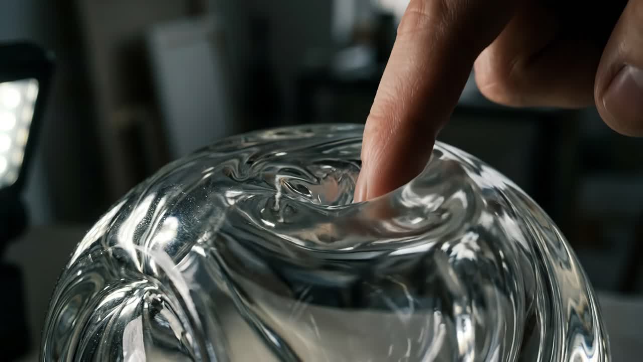 Människofinger som pressas in i en transparent geléyta