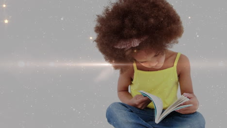 animation of little girl reading a book