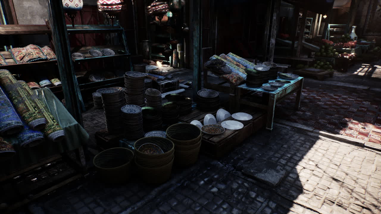 Numerous buckets of food abandoned on empty street
