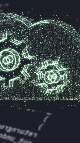 animation of cloud with cogs icon over data processing