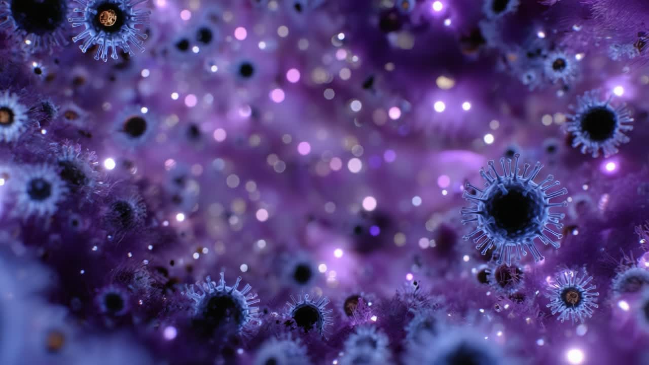 A Vibrant Exploration of Microscopic Entities Under Vivid Lighting Conditions, Capturing Intricate Details of Cellular Structures in a Unique Color Palette