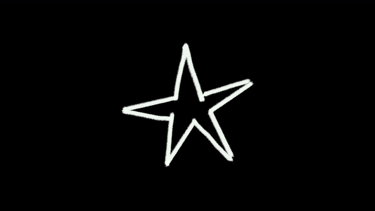 Animated Hand Drawn White Star Outline on Black Background