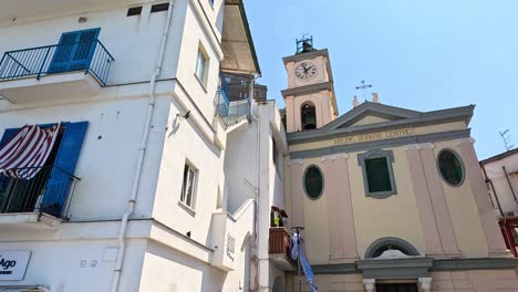 panoramic view of colorful buildings and church