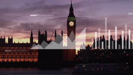 Animation-Der-Finanzdatenverarbeitung-über-Der-Londoner-Stadtlandschaft