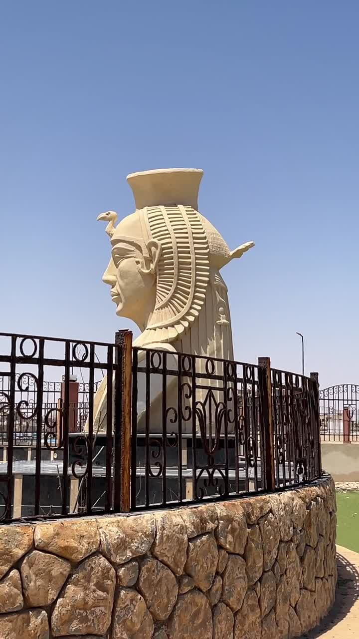 A view of Pharaonic statue statue, close up shot, low angle shot