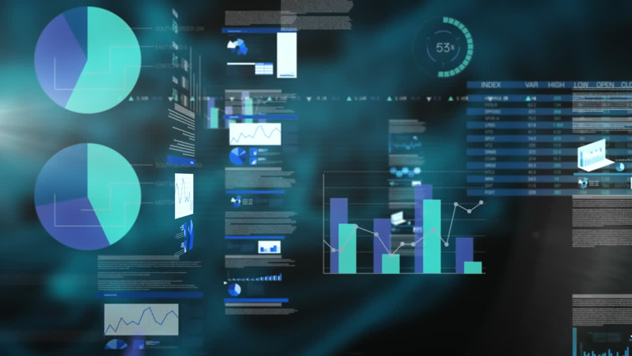 animaciones del procesamiento de datos sobre un fondo oscuro