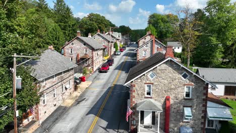 historic stone houses in small usa town