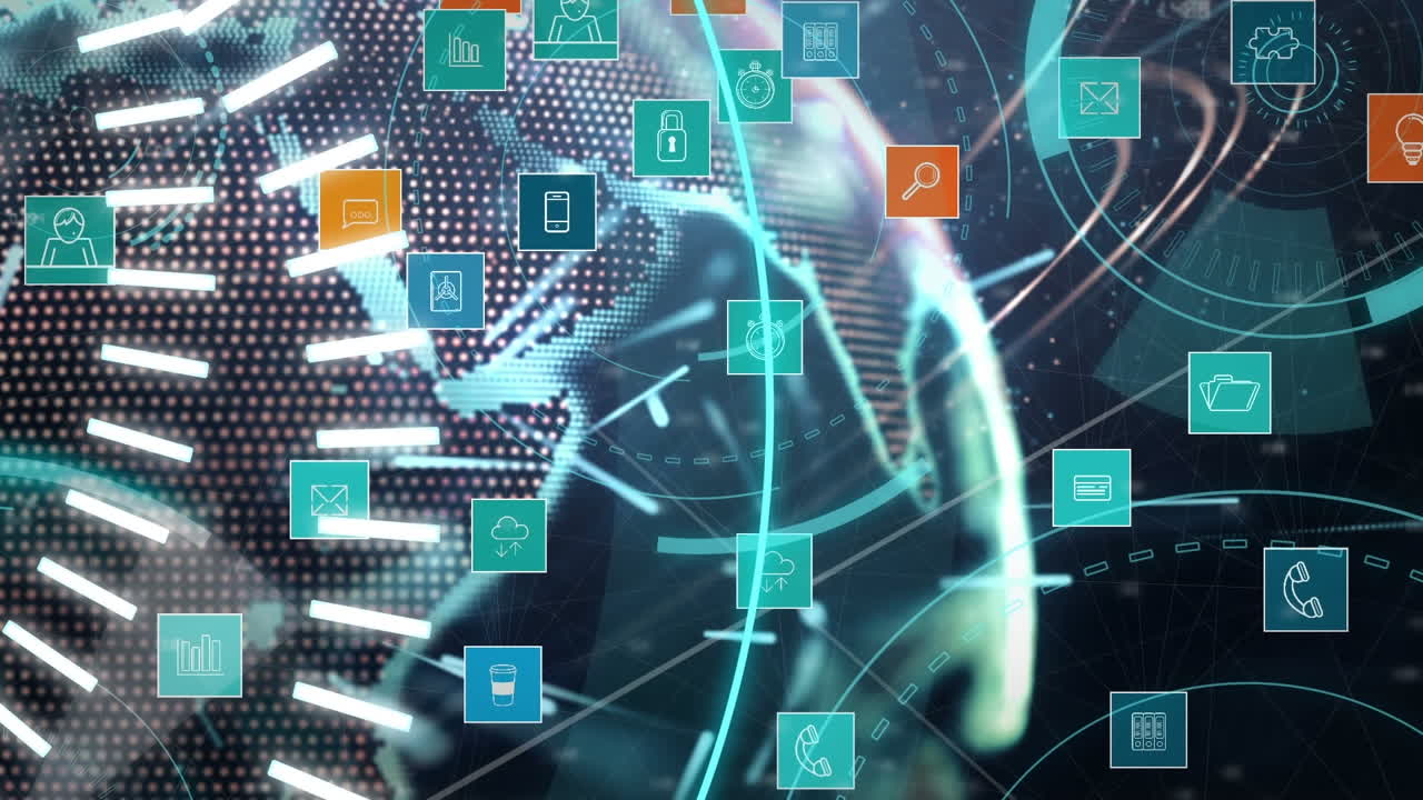 animación de texto 5g y escaneo de alcance en todo el mundo