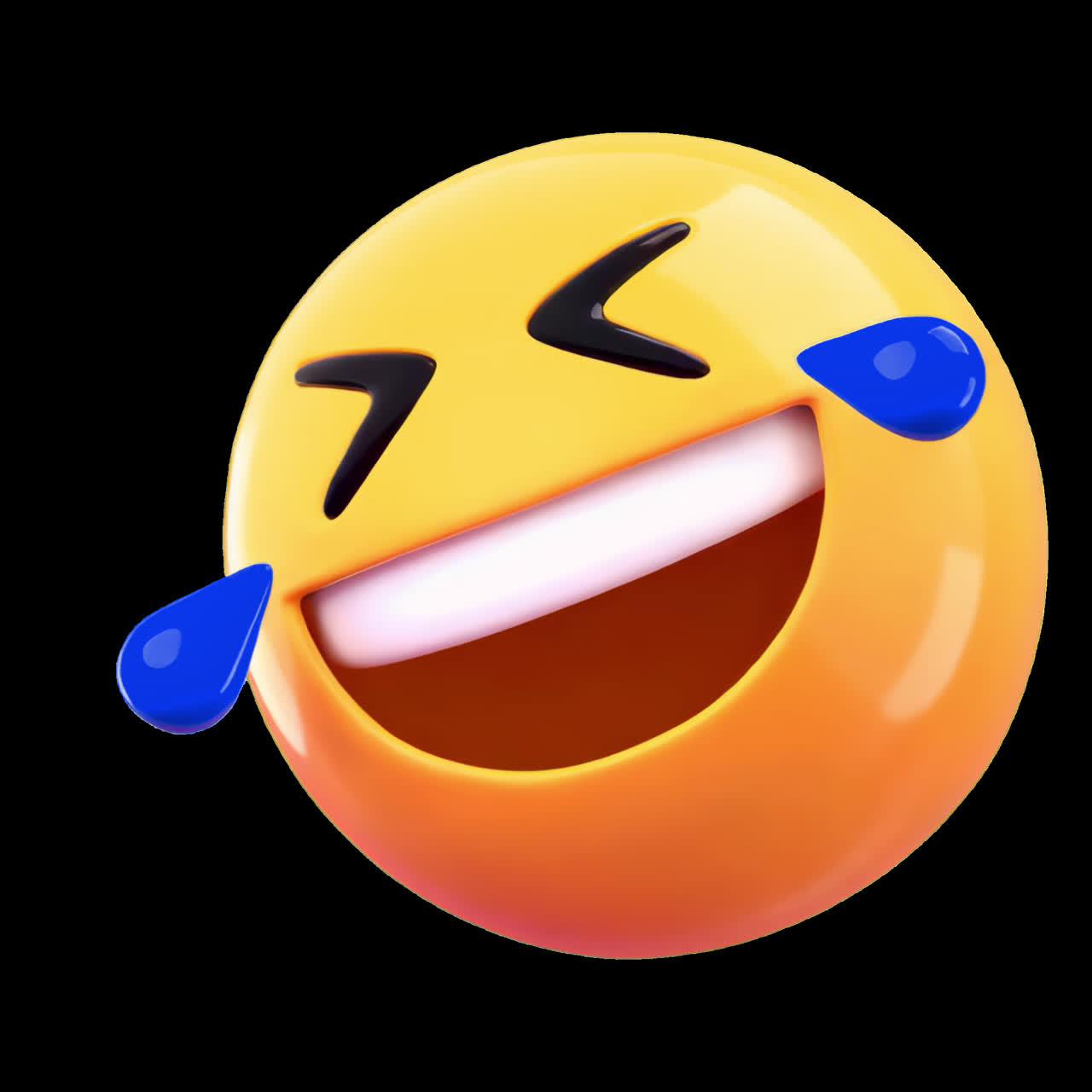 Laughing emoji with tears animation isolated asset, transparent 4K video, alpha channel, ProRes 4444