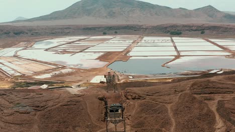 salinas at pedra lume, santa maria, cape verde - aerial drone shot