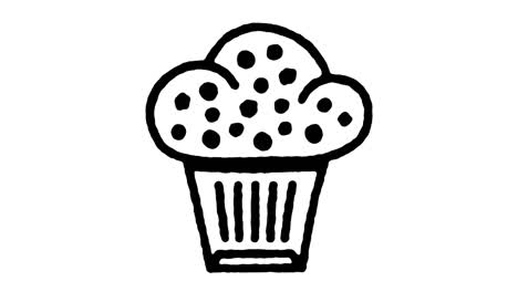 animación del icono de la tienda de pasteles con líneas dibujadas a mano