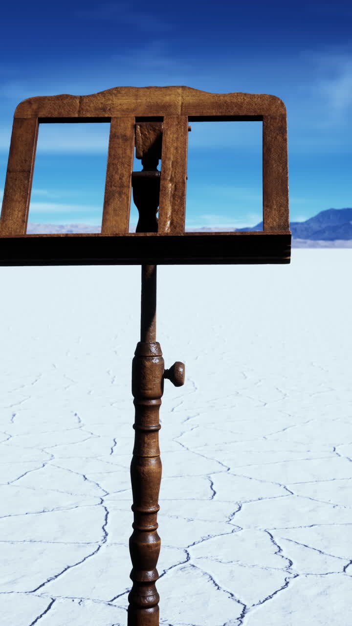 Vintage Music Stand in a Desert Landscape
