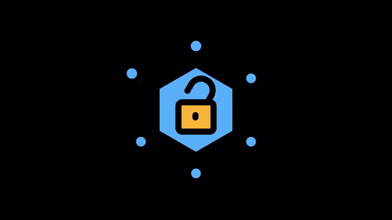 Animated Padlock Icon Opening and Closing within a Network
