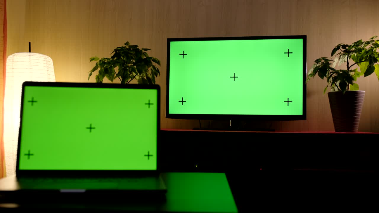 televisión de pantalla verde y sala de estar de pantalla verde