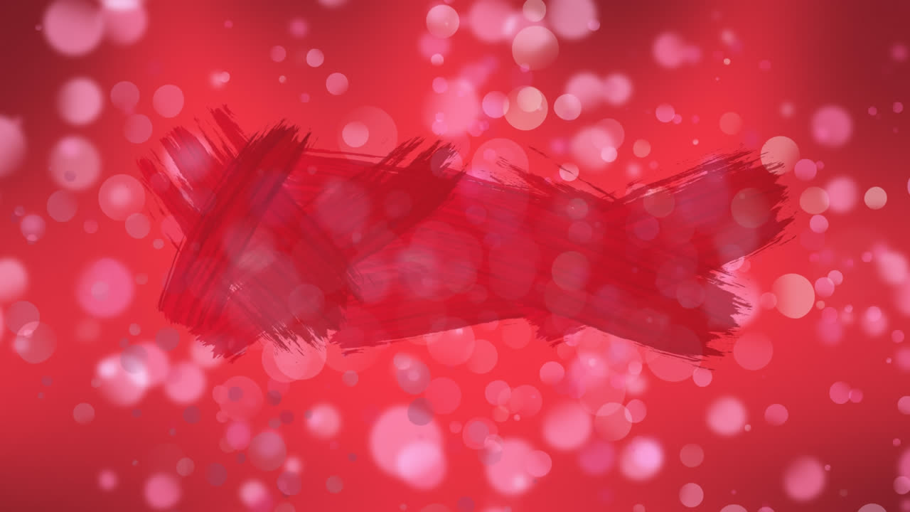 ⁇ 은 바탕에  ⁇ 은 브러시 스트로크 위에 떠다니는 빛의 분홍색 반점