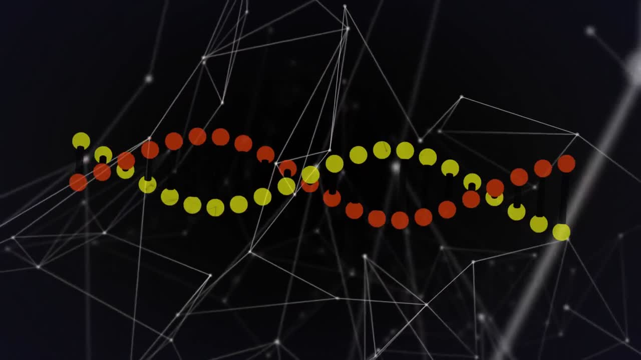 Animation of dna strand spinning with network of connections