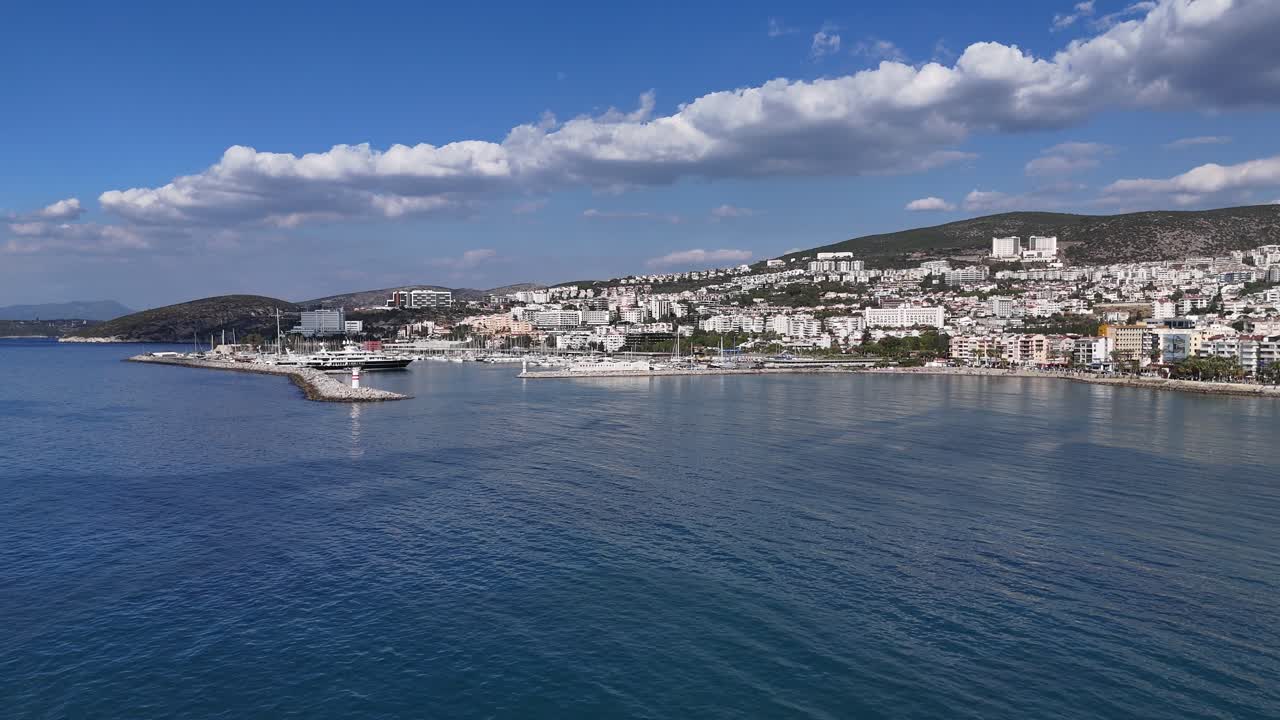 historic port city of Kuşadası, Turkey, resort town on the Aegean Sea, historical small town in modern Turkey