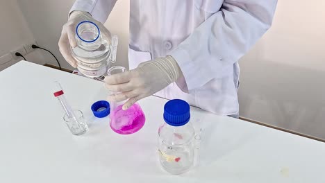 laboratory experiment with chemical solutions