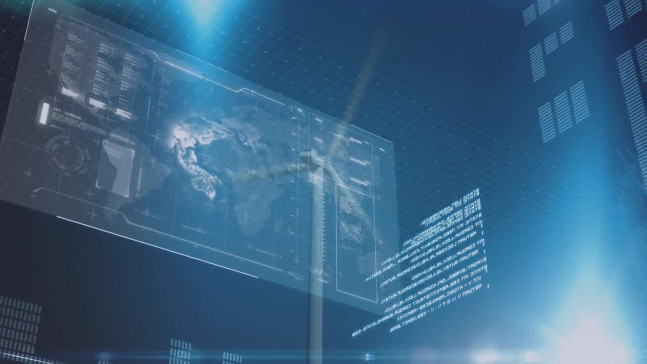 풍력 터빈에서 데이터 처리의 애니메이션