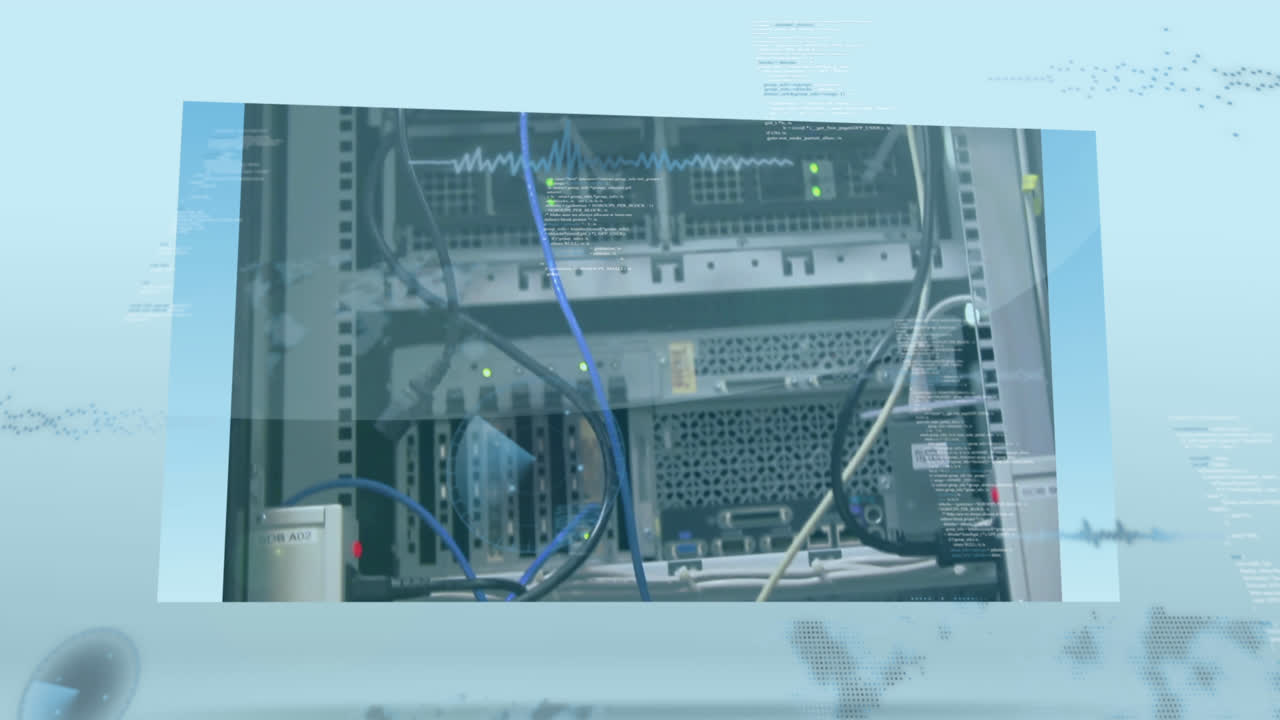 animación del procesamiento de datos a través de diversos ingenieros de ti por servidor de computadora