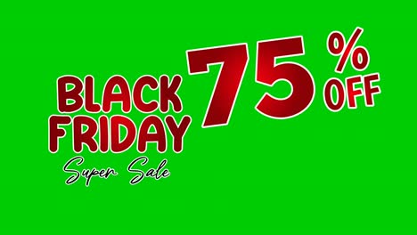 black friday 75 percent discount limited offer shop now text cartoon animation motion graphics on green screen for discount,shop, business concept video elements