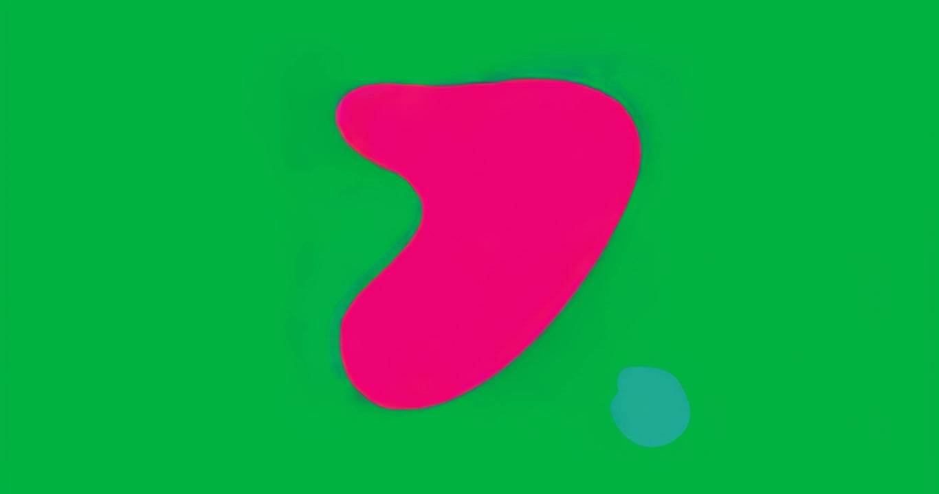 On start magenta shape rotating in blue halo with transparent background showing fluid motion