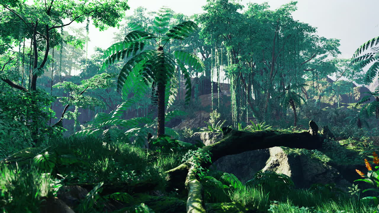 Lush green landscape showcases vibrant foliage and diverse plant life