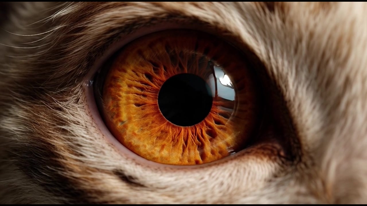 Primo piano estremo di un occhio di gatto che ammicca