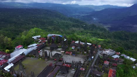 aerial view of pura ulun danu batur, hindu balinese temple in bali, indonesia