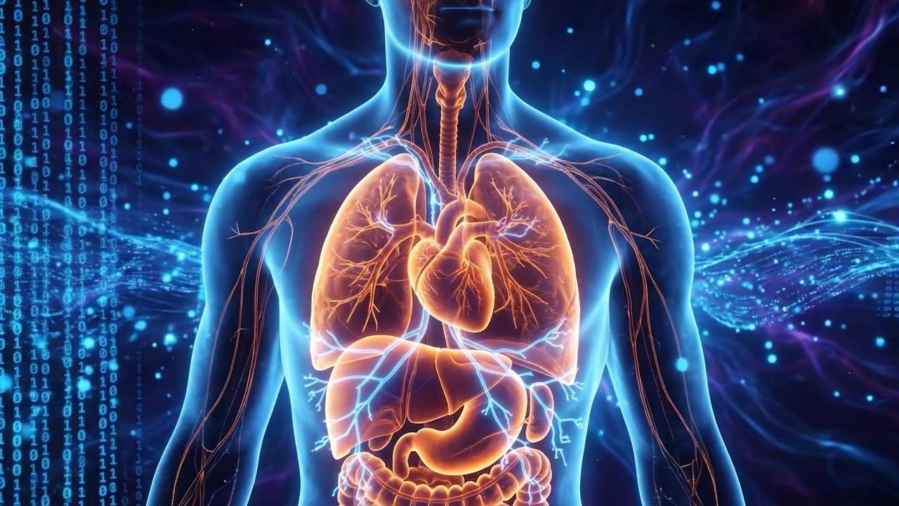 Digital Human Anatomy Model with Glowing Internal Organs