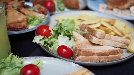 grilled cheese sandwich with french fries and salad