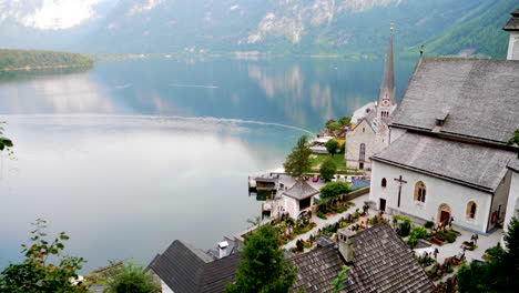 view over hallstatt village and hallstättersee, upper austria
