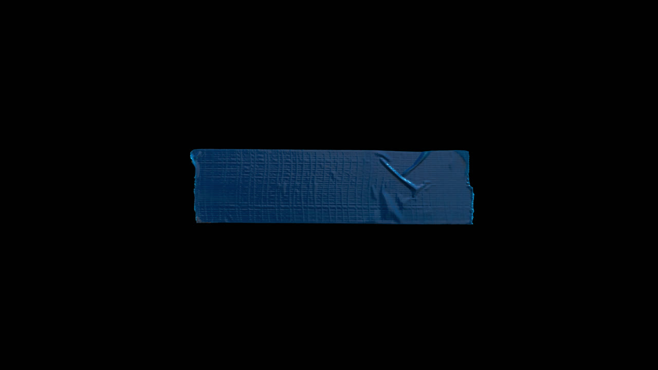 Blue Duct Tape Piece on Black Background