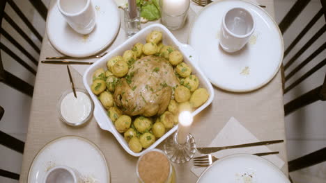 top view of new year eve dinner.