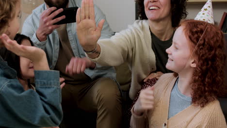 children celebrating the end of the game