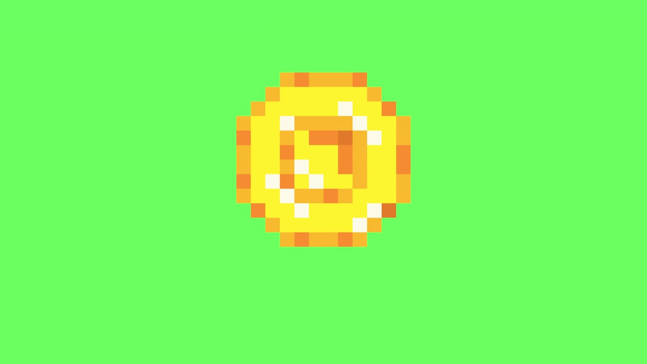 Pixel game coins animation. Looped animation with alpha channel