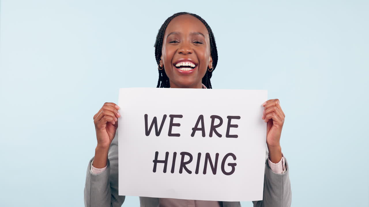 Happy black woman, billboard