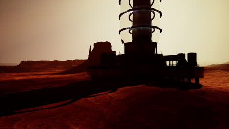 estructura futurista en un planeta rojo